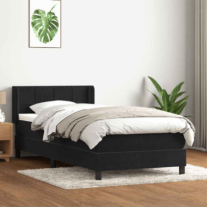 Giroletto a Molle con Materasso Nero 90x210 cm in Velluto | homemem39
