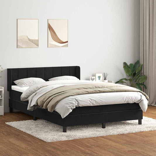 Giroletto a Molle con Materasso Nero 160x210 cm in Velluto | homemem39