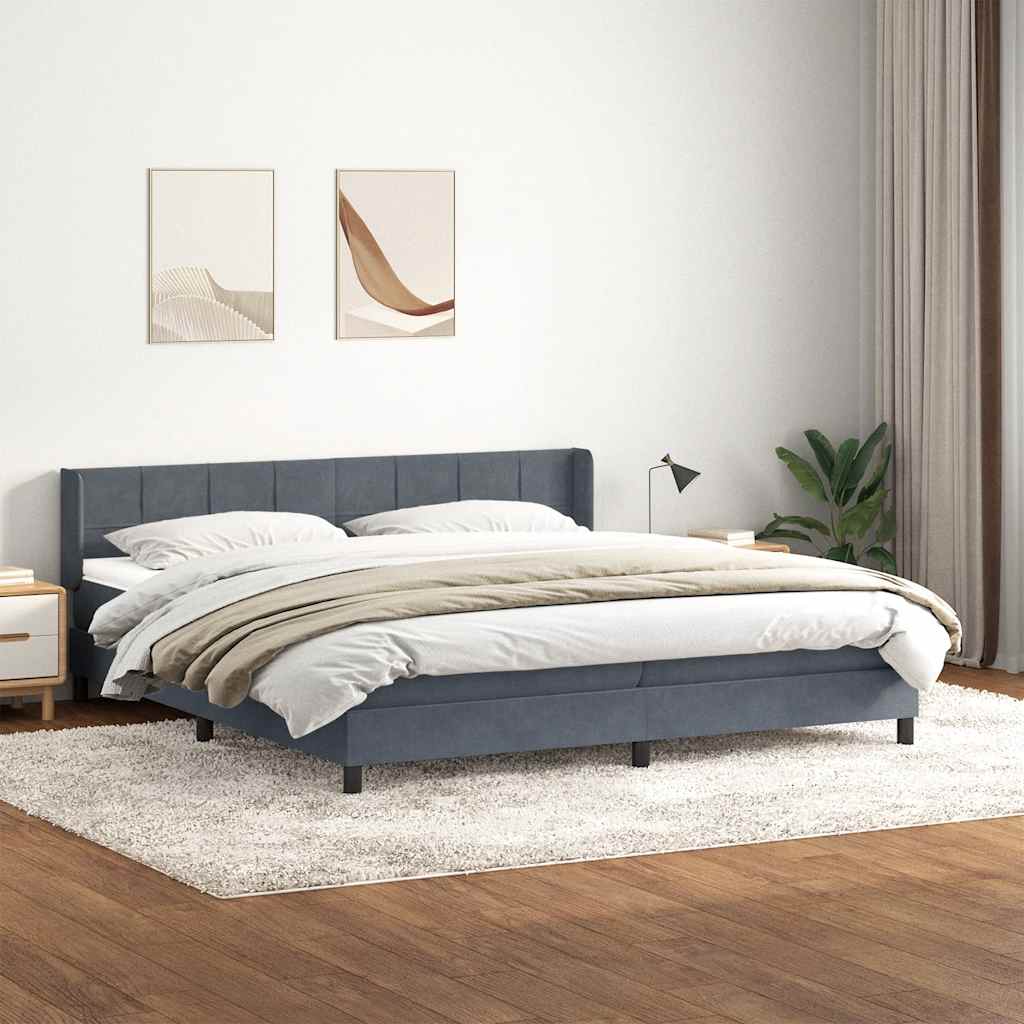 Giroletto a Molle con Materasso Grigio Scuro 180x210 cm Velluto | homemem39