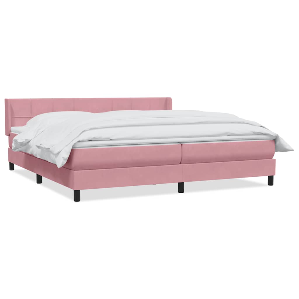 Giroletto a Molle con Materasso Rosa 180x210 cm in Velluto | homemem39