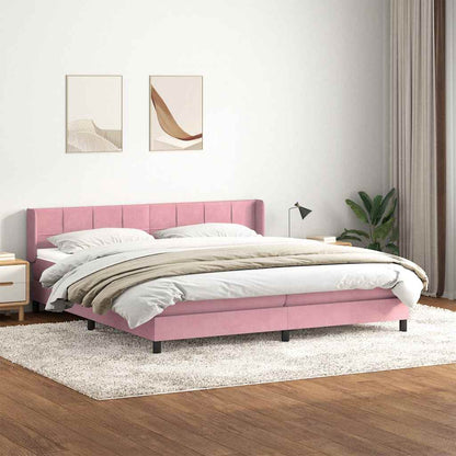 Giroletto a Molle con Materasso Rosa 180x210 cm in Velluto | homemem39