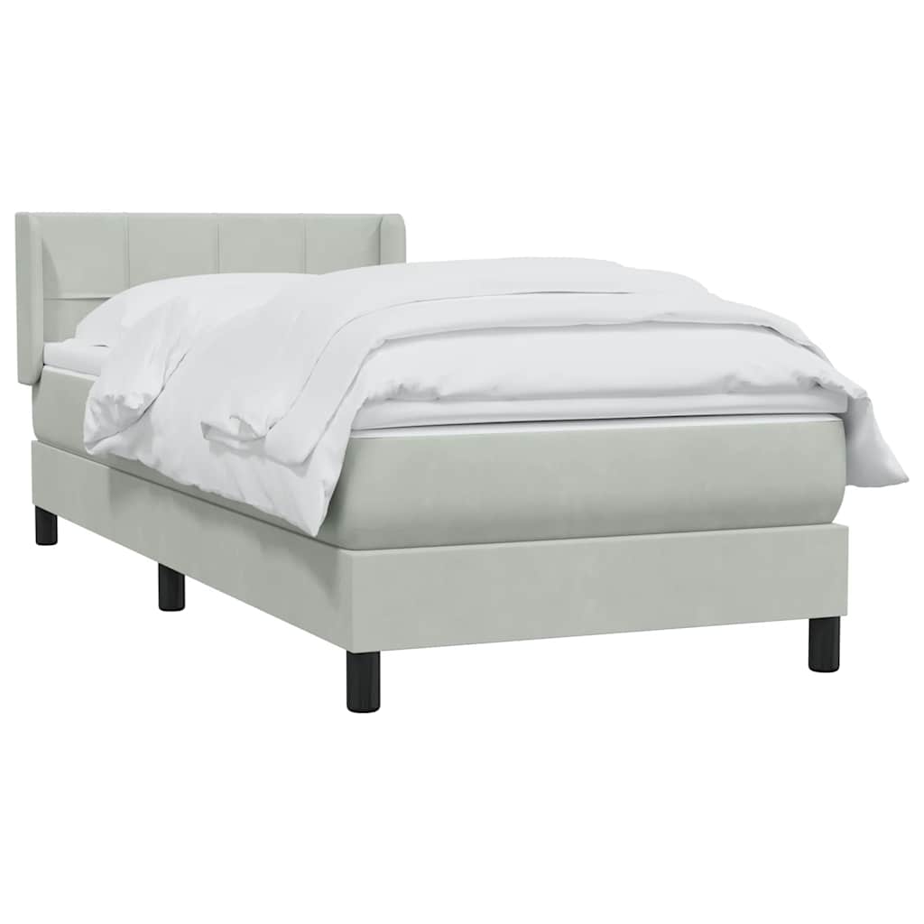 Giroletto a Molle con Materasso Grigio Chiaro 80x220 cm Velluto | homemem39