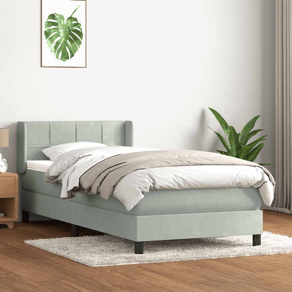Giroletto a Molle con Materasso Grigio Chiaro 80x220 cm Velluto | homemem39