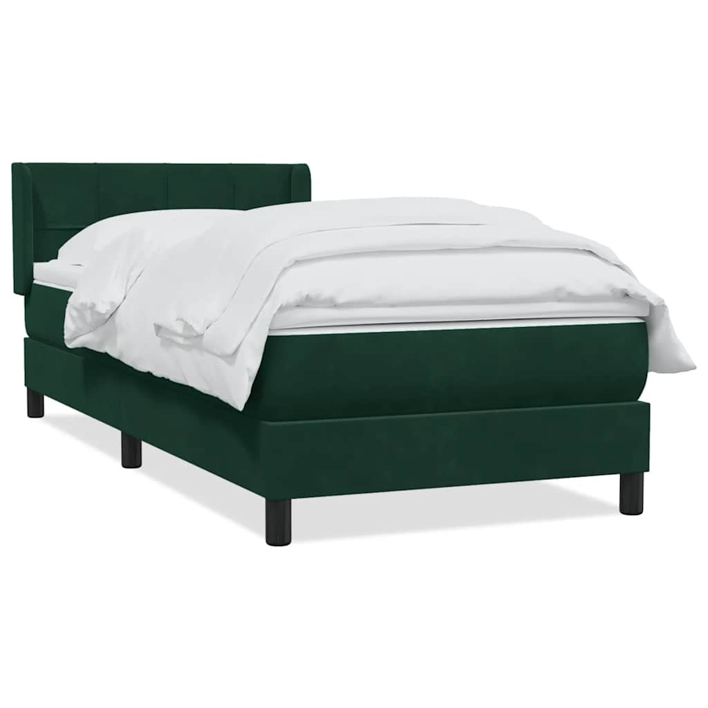 Giroletto a Molle con Materasso Verde Scuro 80x220 cm Velluto | homemem39