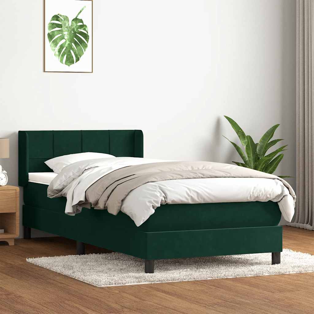 Giroletto a Molle con Materasso Verde Scuro 80x220 cm Velluto | homemem39