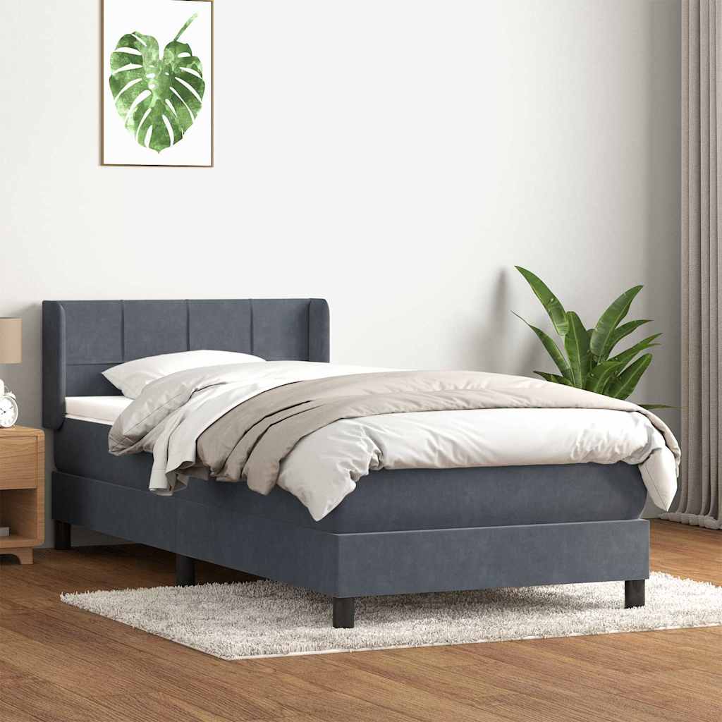 Giroletto a Molle con Materasso Grigio Scuro 90x220 cm Velluto | homemem39