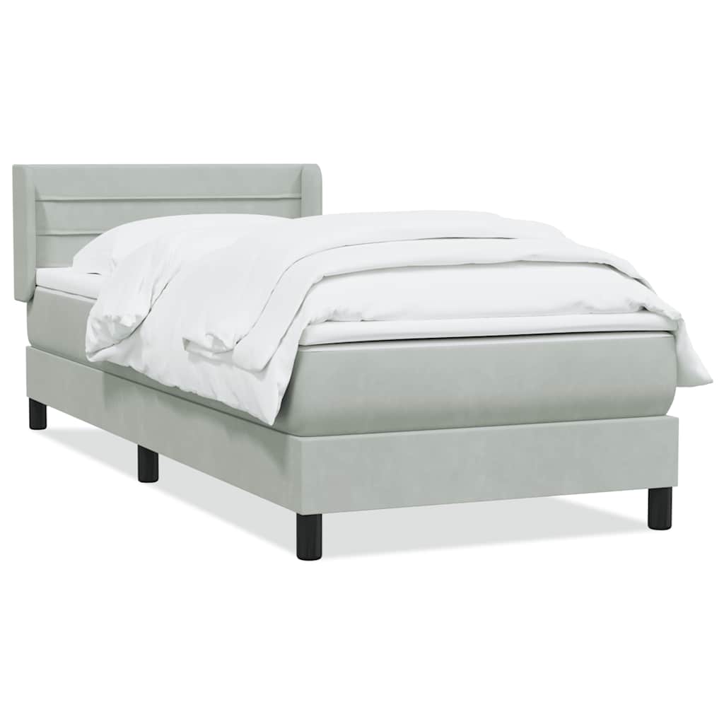 Giroletto a Molle con Materasso Grigio Chiaro 80x210 cm Velluto | homemem39