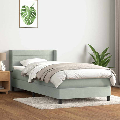 Giroletto a Molle con Materasso Grigio Chiaro 80x210 cm Velluto | homemem39