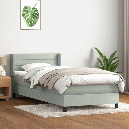 Giroletto a Molle con Materasso Grigio Chiaro 80x210 cm Velluto | homemem39
