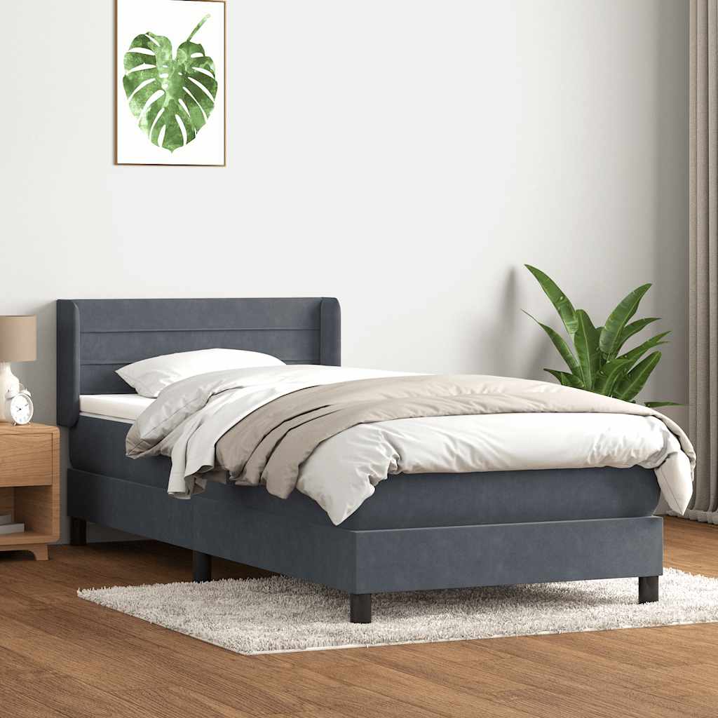 Giroletto a Molle con Materasso Grigio Scuro 80x210 cm Velluto | homemem39