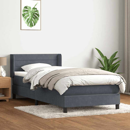 Giroletto a Molle con Materasso Grigio Scuro 80x210 cm Velluto | homemem39