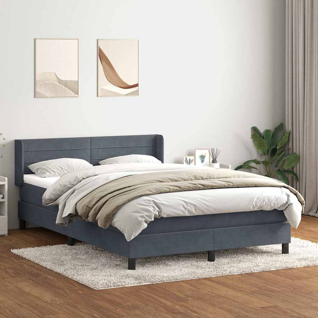 Giroletto a Molle con Materasso Grigio Scuro 160x210 cm Velluto | homemem39