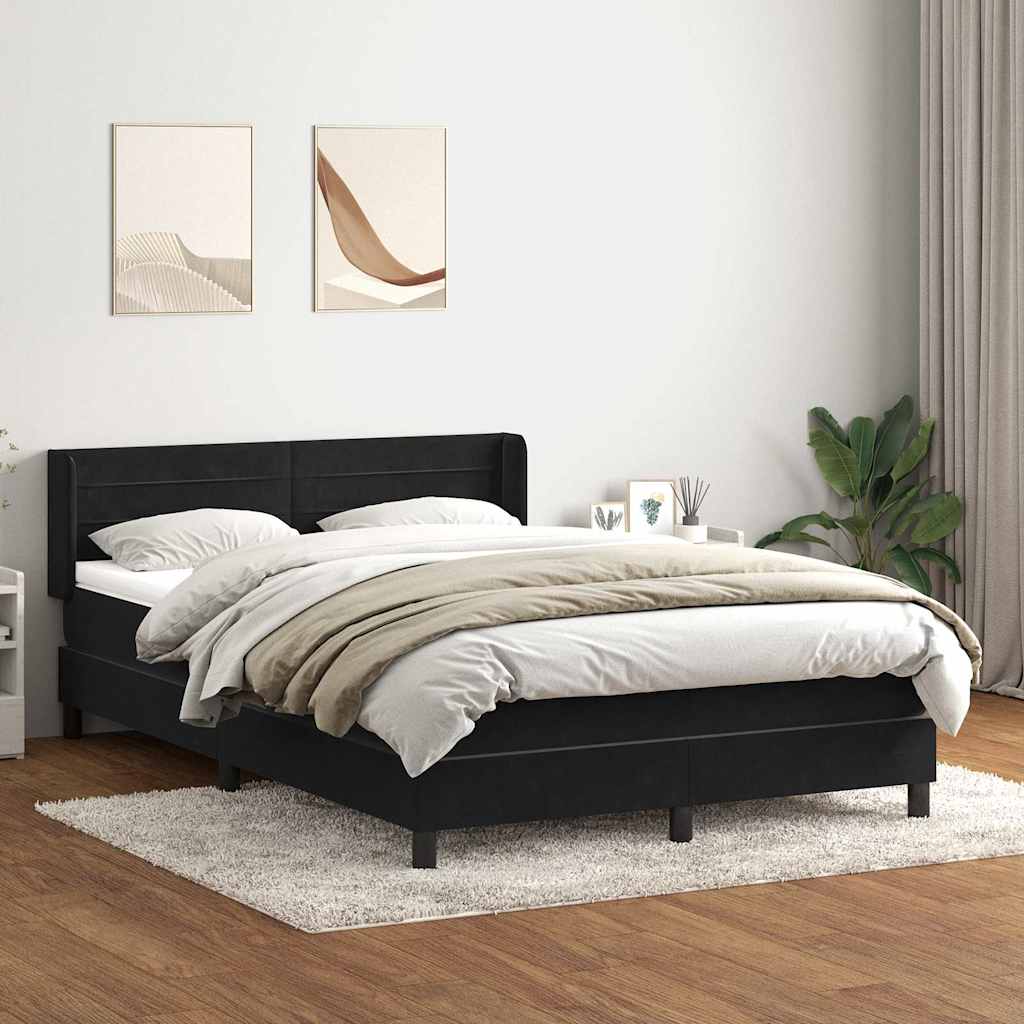 Giroletto a Molle con Materasso Nero 160x210 cm in Velluto | homemem39