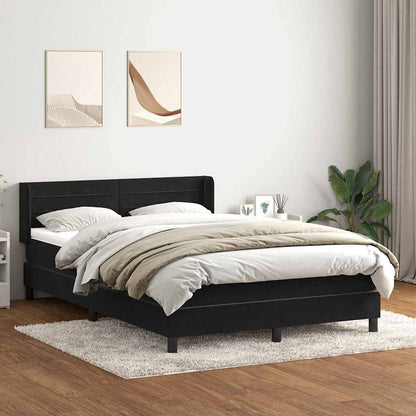 Giroletto a Molle con Materasso Nero 160x210 cm in Velluto | homemem39