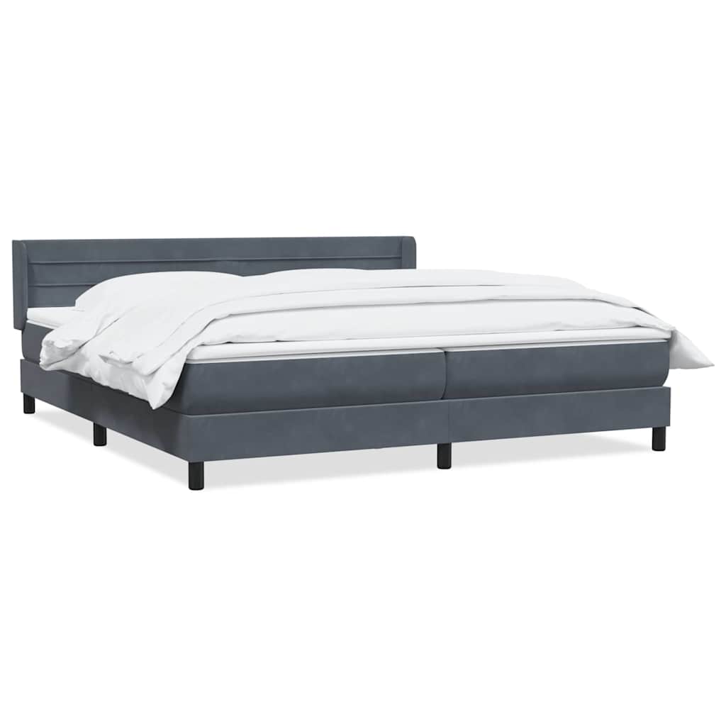 Giroletto a Molle con Materasso Grigio Scuro 180x210 cm Velluto