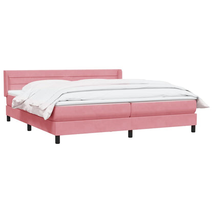 Giroletto a Molle con Materasso Rosa 180x210 cm in Velluto