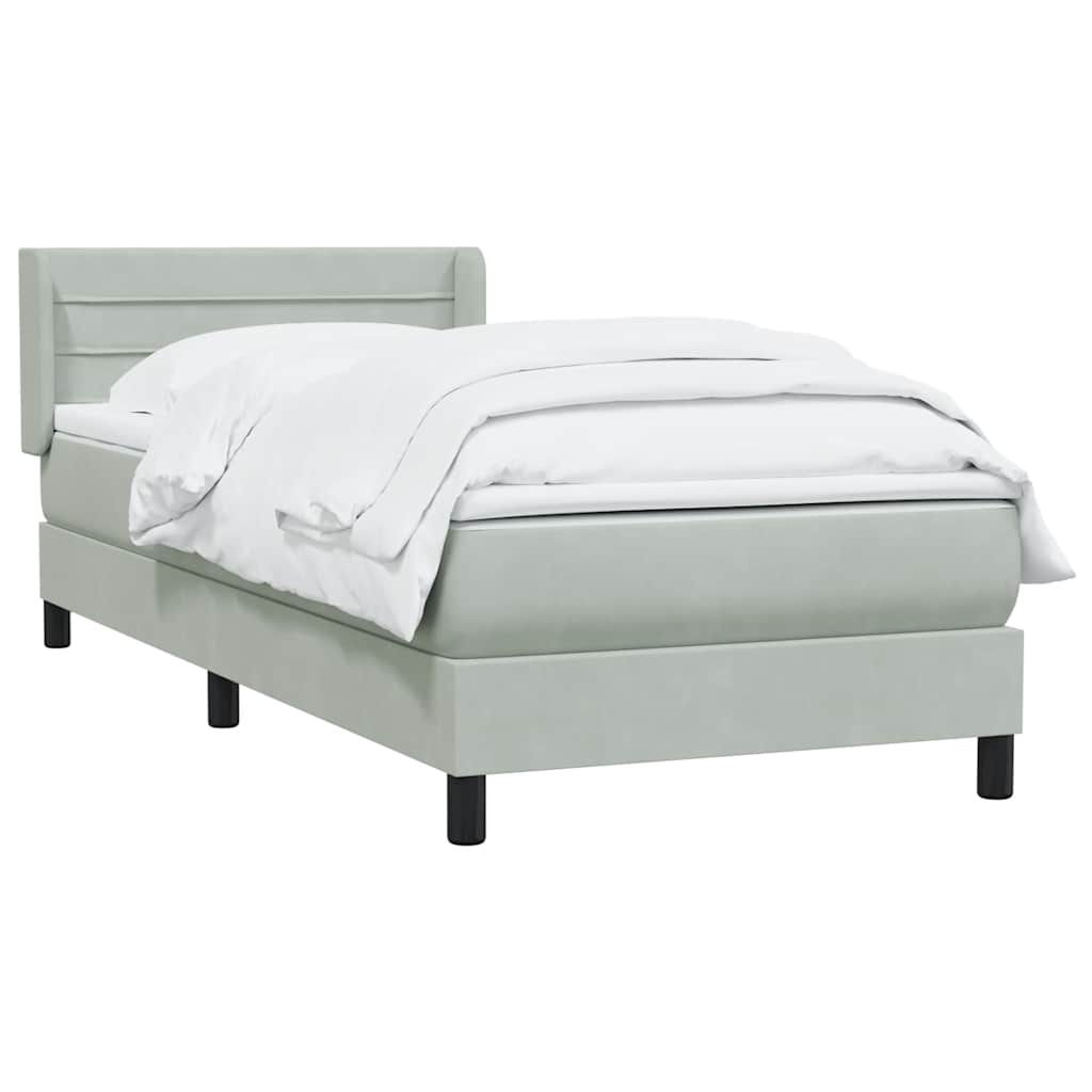 Giroletto a Molle con Materasso Grigio Chiaro 80x220 cm Velluto