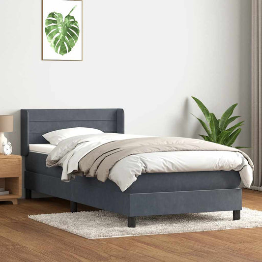 Giroletto a Molle con Materasso Grigio Scuro 80x220 cm Velluto | homemem39