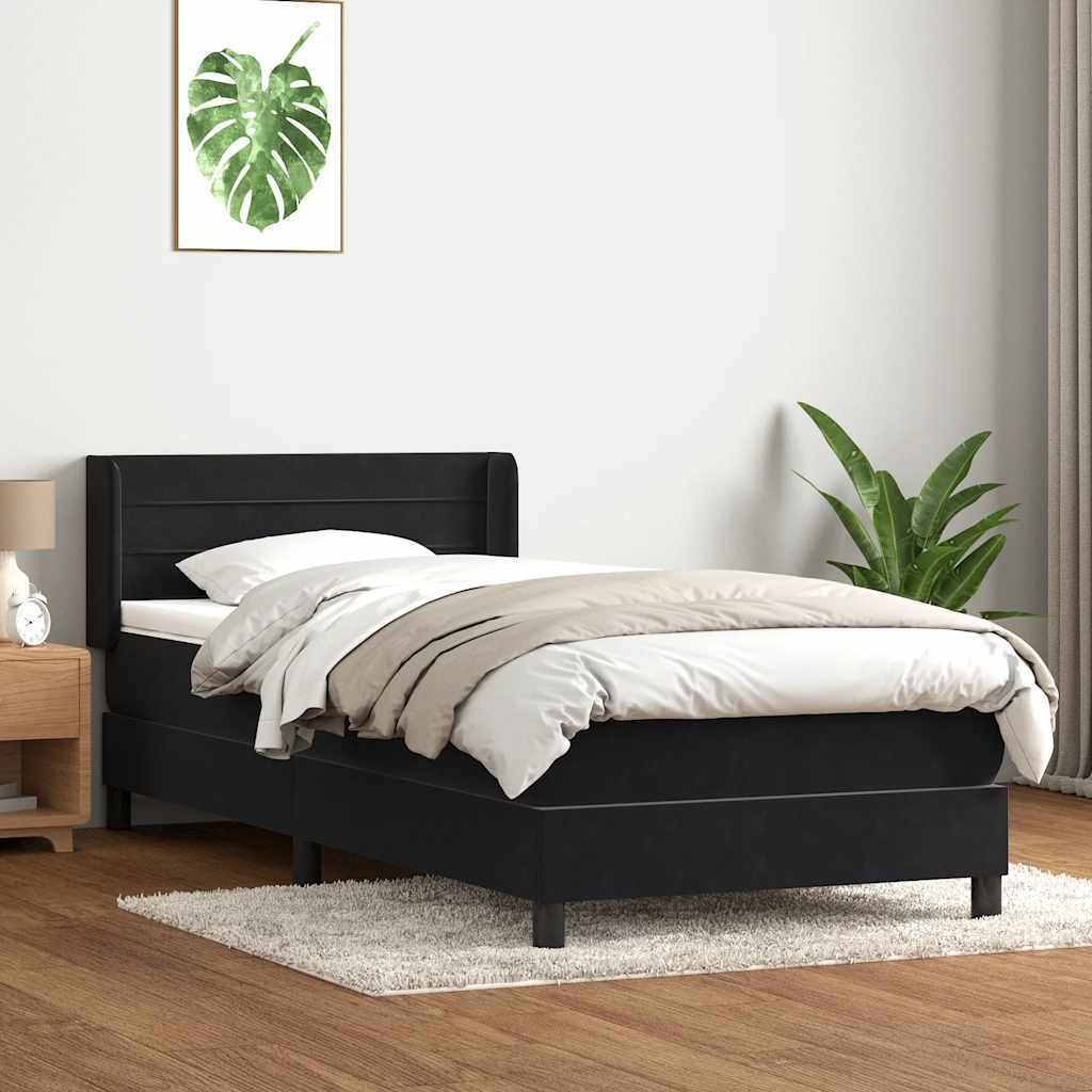 Giroletto a Molle con Materasso Nero 80x220 cm Velluto | homemem39