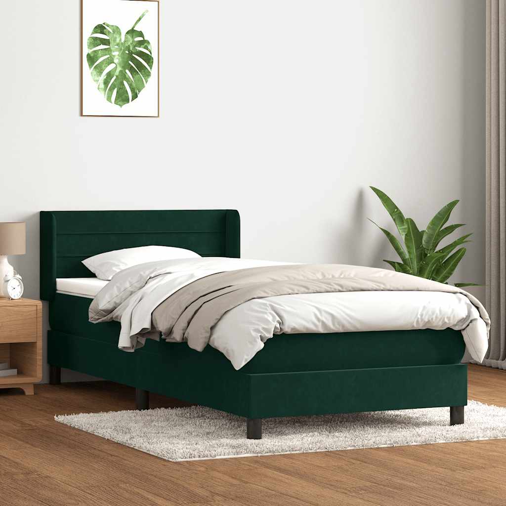 Giroletto a Molle con Materasso Verde Scuro 80x220 cm Velluto | homemem39