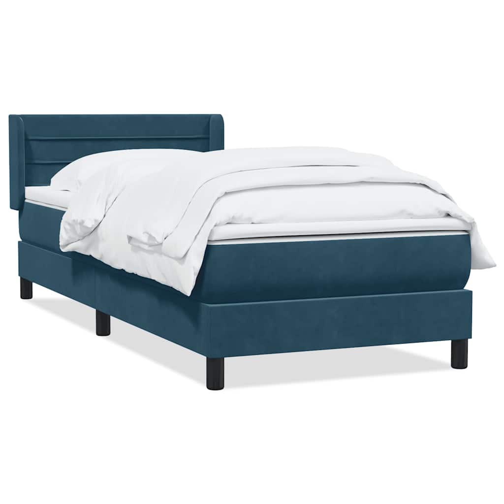 Giroletto a Molle con Materasso Blu Scuro 80x220 cm Velluto