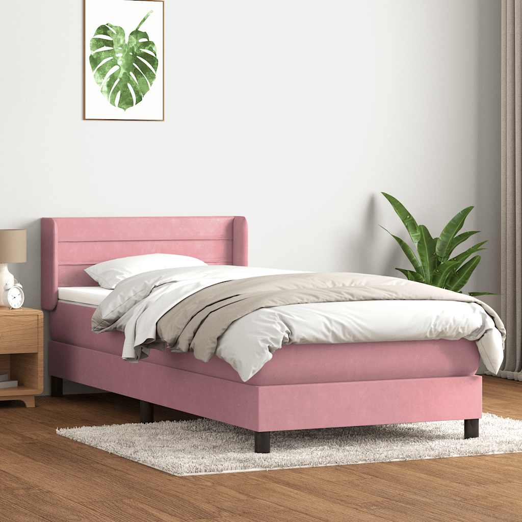 Giroletto a Molle con Materasso Rosa 80x220 cm Velluto | homemem39