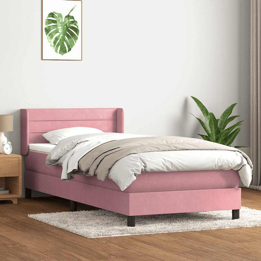 Giroletto a Molle con Materasso Rosa 80x220 cm Velluto | homemem39
