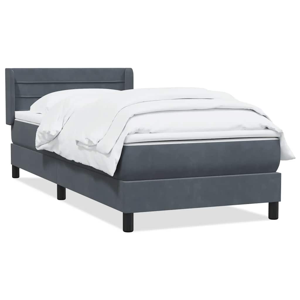 Giroletto a Molle con Materasso Grigio Scuro 90x220 cm Velluto | homemem39