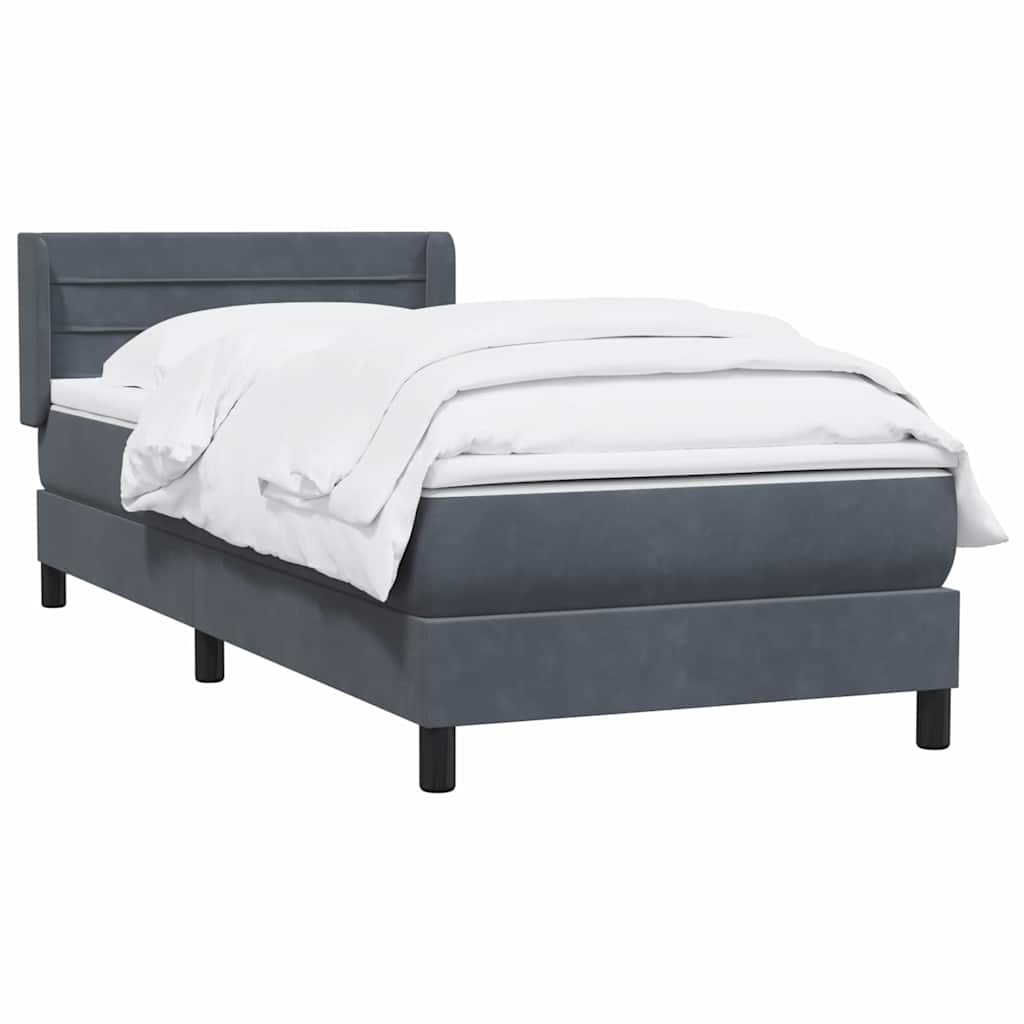 Giroletto a Molle con Materasso Grigio Scuro 90x220 cm Velluto | homemem39