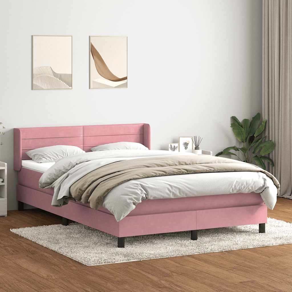 Giroletto a Molle con Materasso Rosa 140x220 cm in Velluto | homemem39