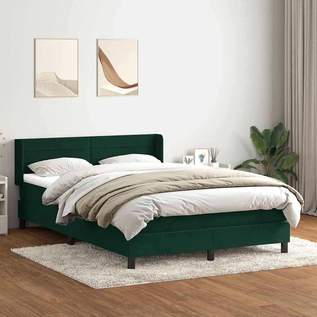 Giroletto a Molle con Materasso Verde Scuro 160x220 cm Velluto
