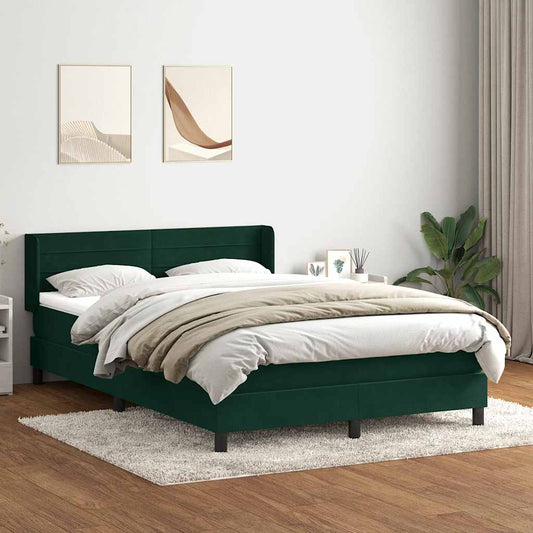 Giroletto a Molle con Materasso Verde Scuro 160x220 cm Velluto