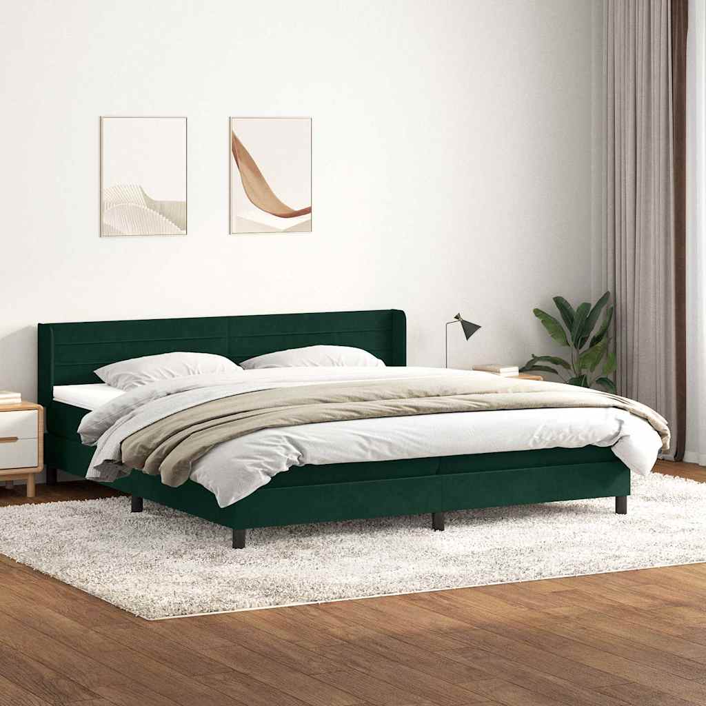Giroletto a Molle con Materasso Verde Scuro 180x220 cm Velluto | homemem39