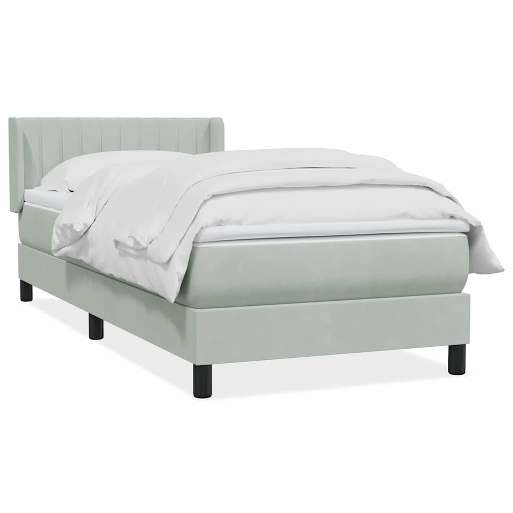 Giroletto a Molle con Materasso Grigio Chiaro 80x210 cm Velluto | homemem39