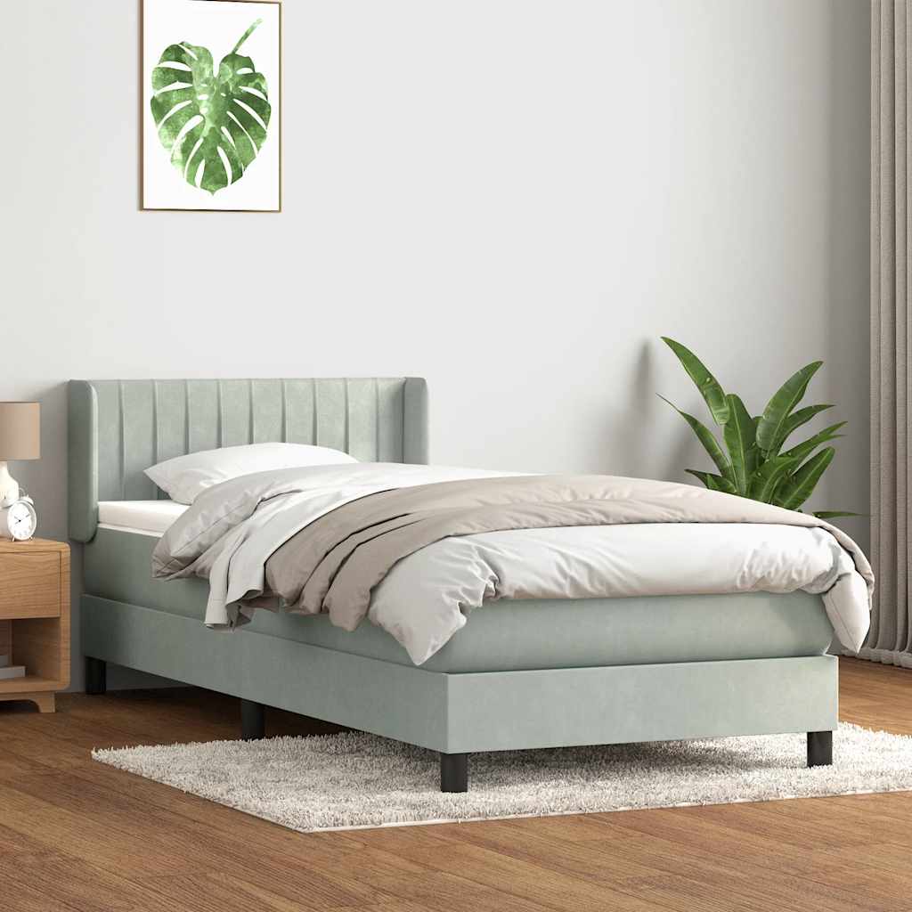 Giroletto a Molle con Materasso Grigio Chiaro 80x210 cm Velluto | homemem39