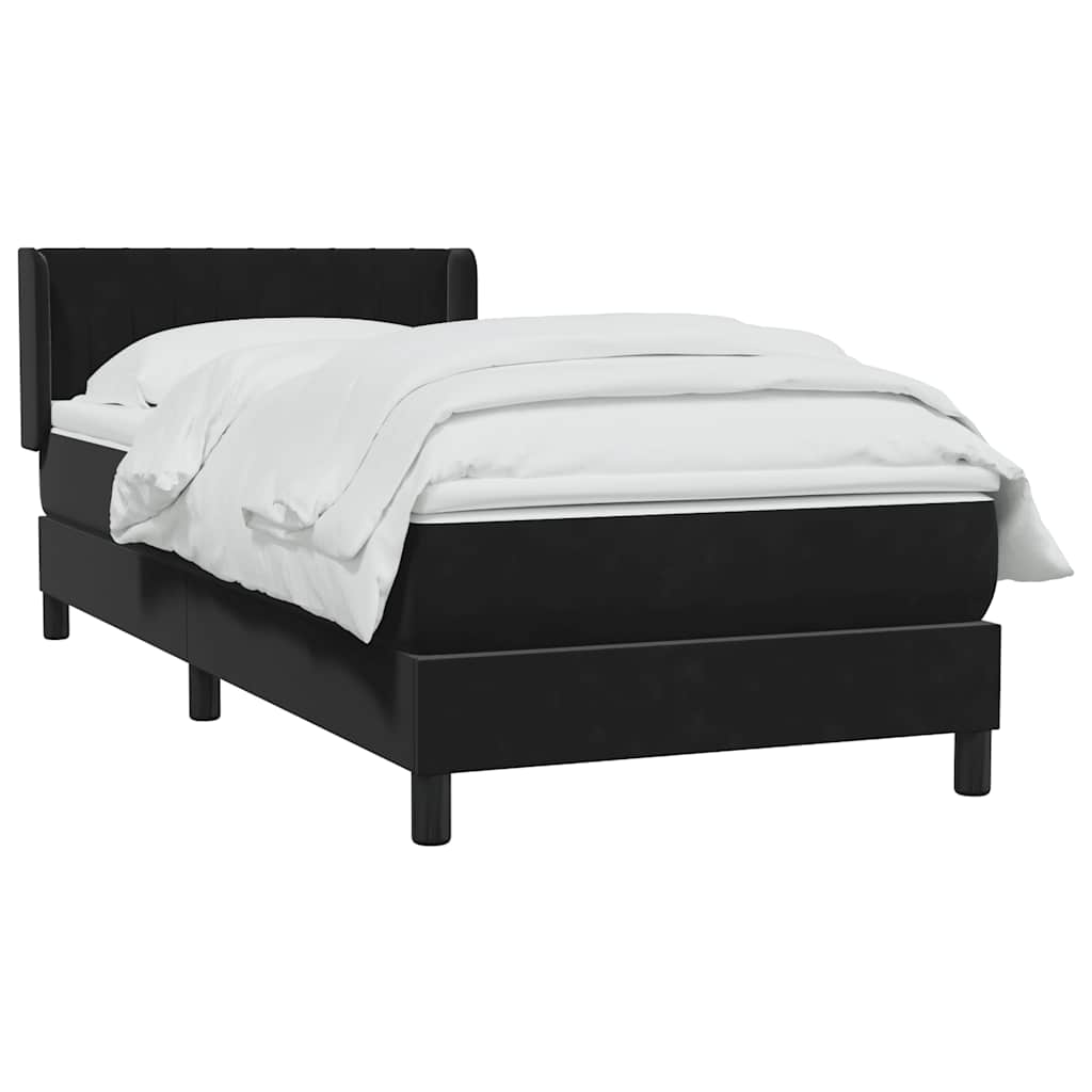 Giroletto a Molle con Materasso Nero 90x210 cm in Velluto | homemem39