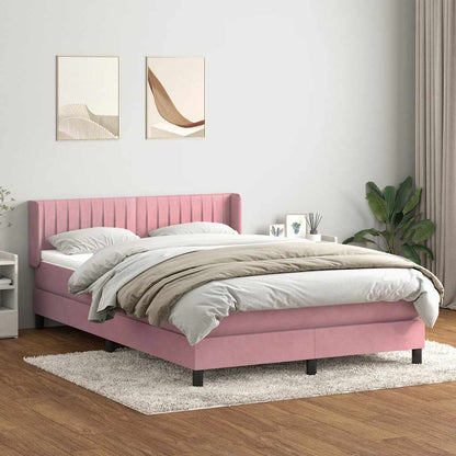 Giroletto a Molle con Materasso Rosa 140x210 cm in Velluto | homemem39