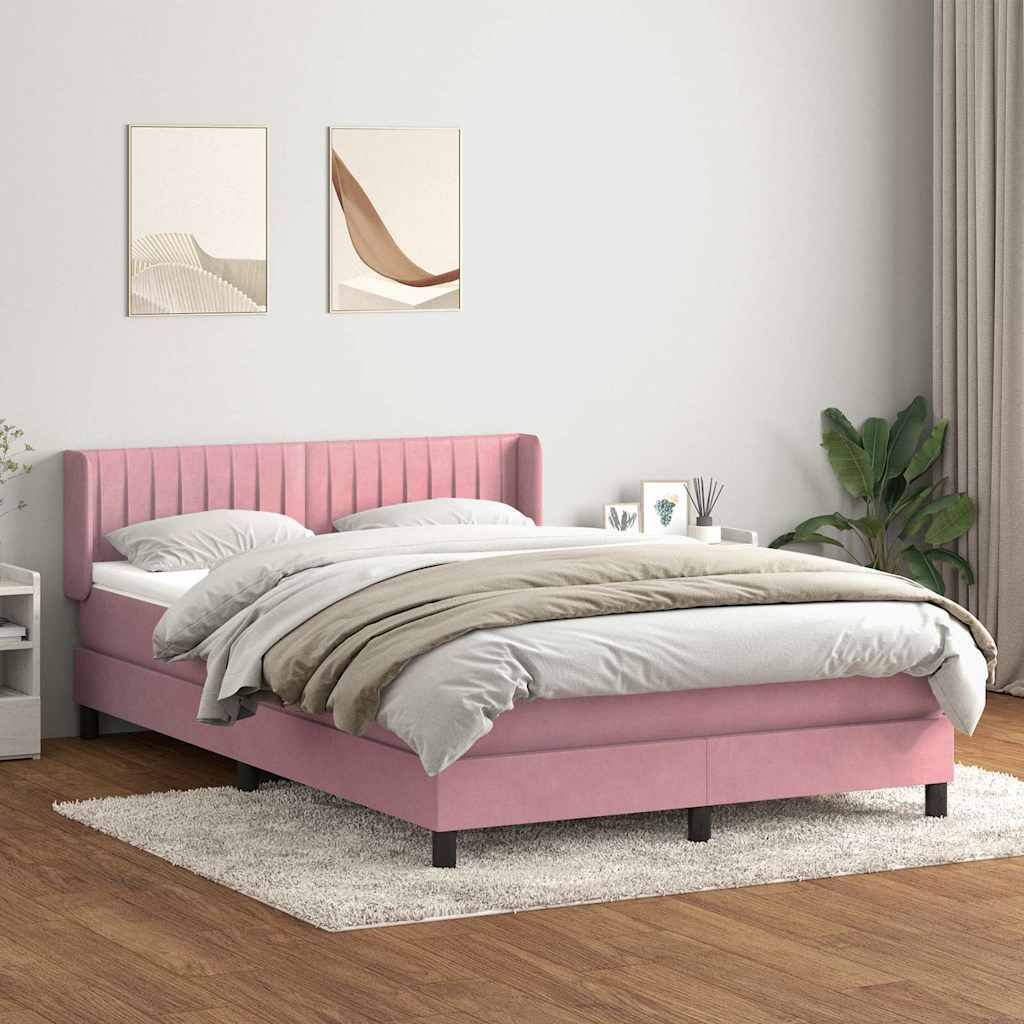 Giroletto a Molle con Materasso Rosa 160x210 cm in Velluto | homemem39