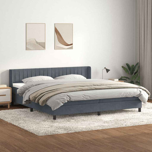 Giroletto a Molle con Materasso Grigio Scuro 180x210 cm Velluto