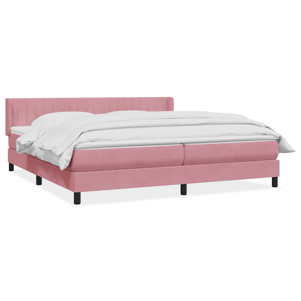 Giroletto a Molle con Materasso Rosa 180x210 cm in Velluto | homemem39
