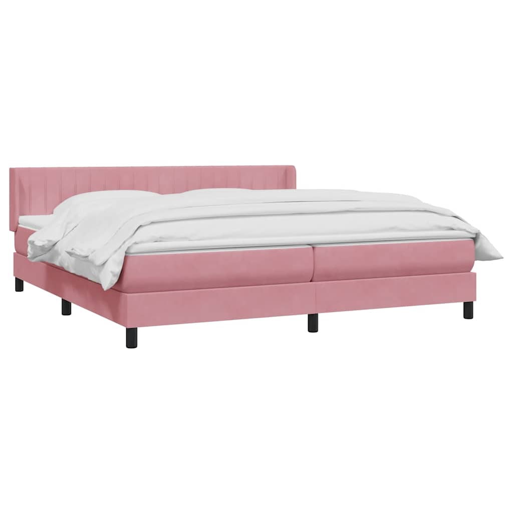 Giroletto a Molle con Materasso Rosa 180x210 cm in Velluto | homemem39