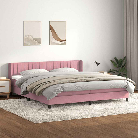 Giroletto a Molle con Materasso Rosa 180x210 cm in Velluto | homemem39