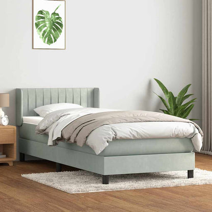 Giroletto a Molle con Materasso Grigio Chiaro 80x220 cm Velluto | homemem39