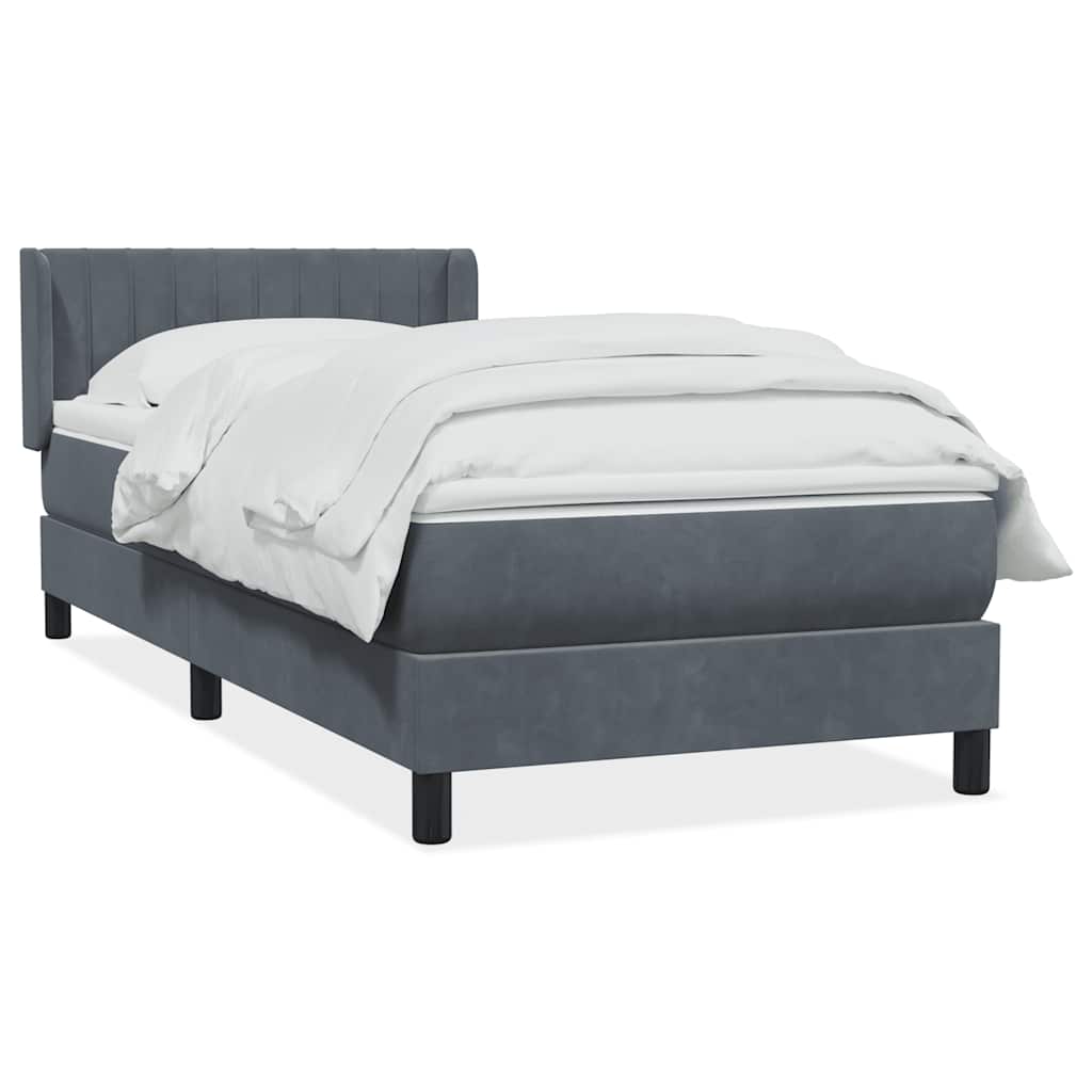 Giroletto a Molle con Materasso Grigio Scuro 80x220 cm Velluto | homemem39