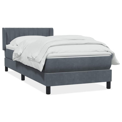 Giroletto a Molle con Materasso Grigio Scuro 80x220 cm Velluto | homemem39