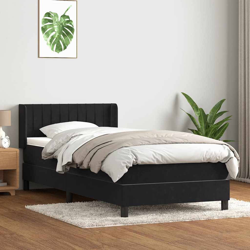 Giroletto a Molle con Materasso Nero 80x220 cm Velluto | homemem39