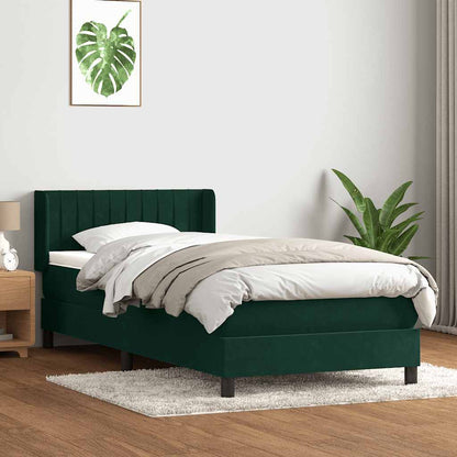 Giroletto a Molle con Materasso Verde Scuro 80x220 cm Velluto | homemem39