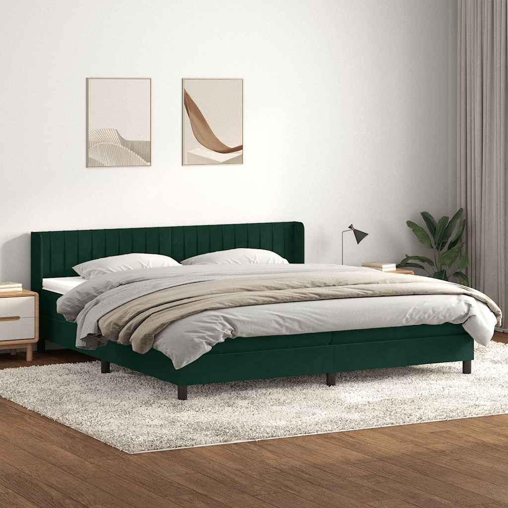 Giroletto a Molle con Materasso Verde Scuro 180x220 cm Velluto | homemem39