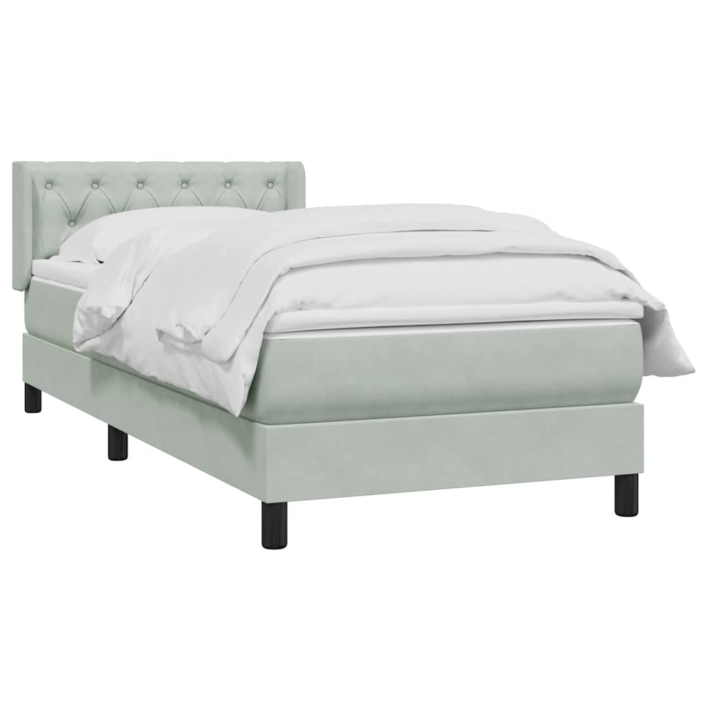 Giroletto a Molle con Materasso Grigio Chiaro 80x210 cm Velluto