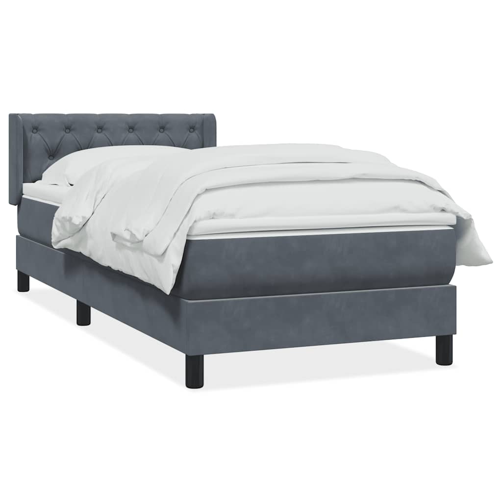 Giroletto a Molle con Materasso Grigio Scuro 80x210 cm Velluto | homemem39
